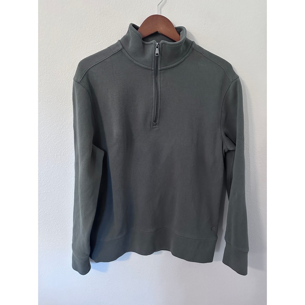 Banana Republic Quarter Zip Pullover M Green Excellent Cotton Blend Mock Neck